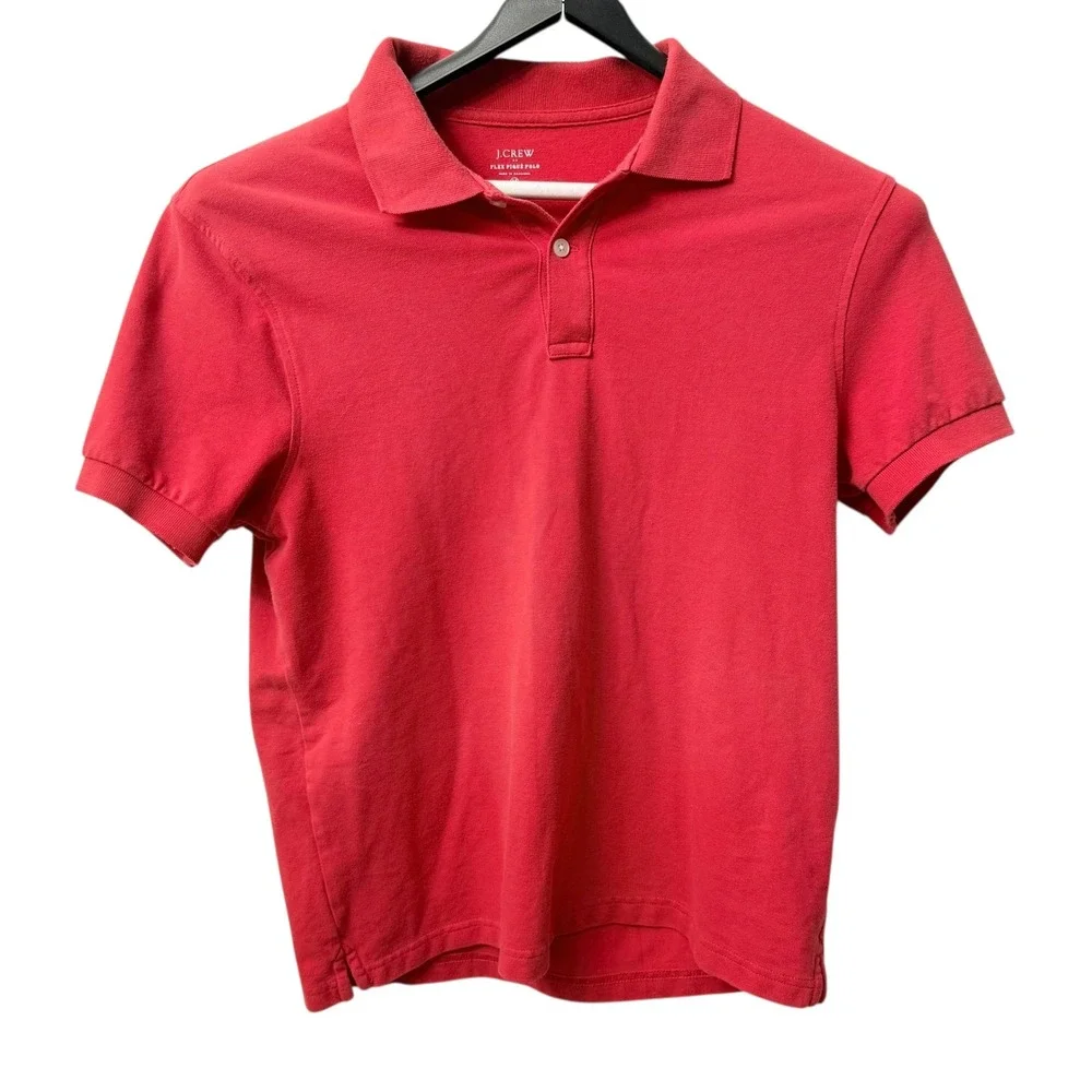 J. Crew Mens Red Flex Pique Polo Shirt Untucked Size M‎ Short Sleeve